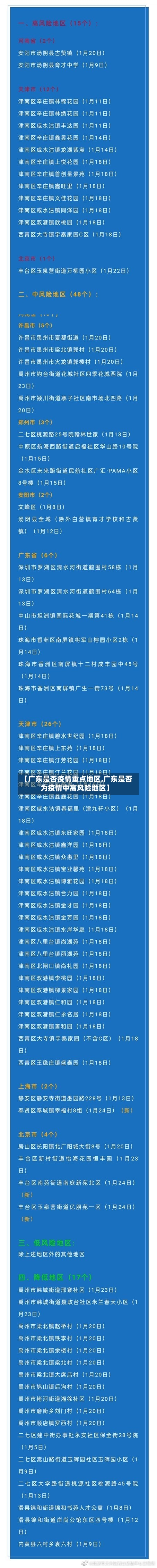 【广东是否疫情重点地区,广东是否为疫情中高风险地区】